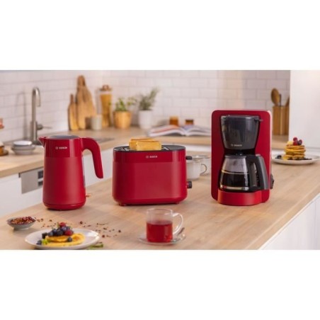 Toaster - BOSCH -  TAT2M124 MyMoment - Rouge - 2 tranches - centrage automatique du pain - fonctions décongélation et réchauf