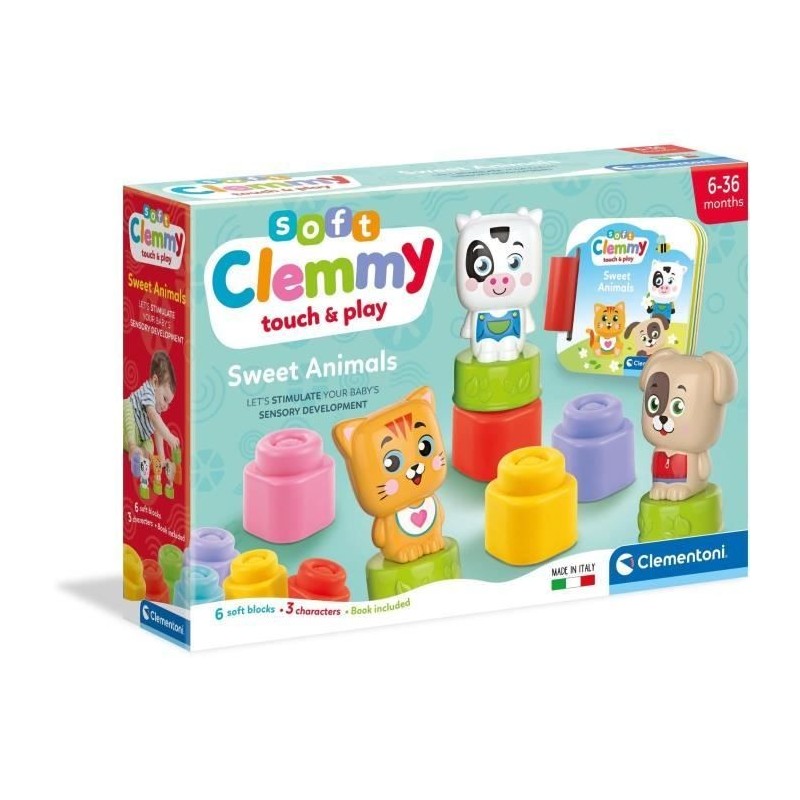 Clementoni - Cubes & Animaux Soft Clemmy - 6 cubes + 3 personnages + Livre Clementoni - Cubes & Animaux Soft Clemmy - 6 cubes + 3 personnages + Livre