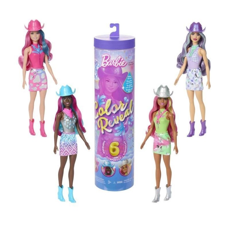 Barbie-Poupée Barbie Color Reveal-Série Disco Country Star 6 Surprises - 3 ans+- JCP01 Barbie-Poupée Barbie Color Reveal-Série Disco Country Star 6 Surprises - 3 ans+- JCP01