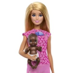 Barbie-Coffret Barbie Pédiatre-Poupée Blonde Et Poupée Bébé - 3 ans+- JCR72