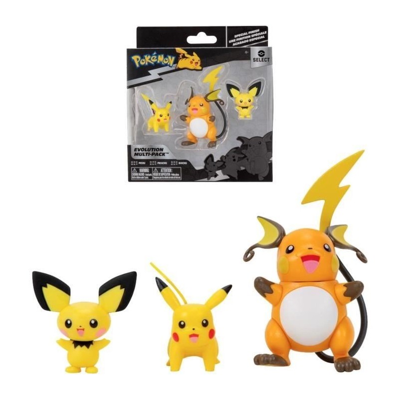 Figurines Pokémon Bandai - Pack évolution Pichu, Pikachu et Raichu Figurines Pokémon Bandai - Pack évolution Pichu, Pikachu et Raichu