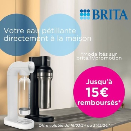 BRITA sodaTRIO noire - 1x bouteille en verre (0,9L), 1x bouteille en acier inoxydable (0,5L) & 1x cylindre de CO2 BRITA