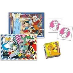 Clementoni - Edukit - Disney - Coffret apprentissage 4 en 1 - 2 puzzles, 1 mémo, 1 jeu de 6 cubes - Fabriqué en Italie - Dés 