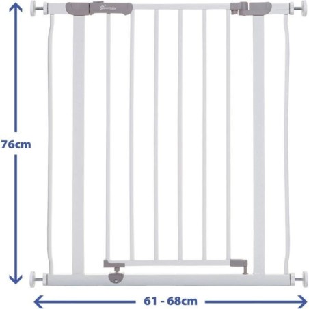 Barriere de sécurité - DREAMBABY - AVA - Montée par pression - 61-67 x 76 cm - Double verrouillage - Blanc