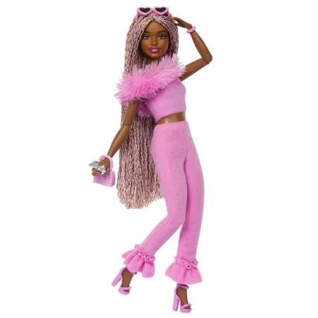 Barbie-Deluxe Style-Poupée Barbie a Combinaison Rose Tissu Doux - 4 ans+ - HYV28