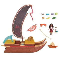 MATTEL Disney Vaiana 2 - La pirogue de Vaiana + 1 poupée Vaiana + HeiHei le poulet JBT78