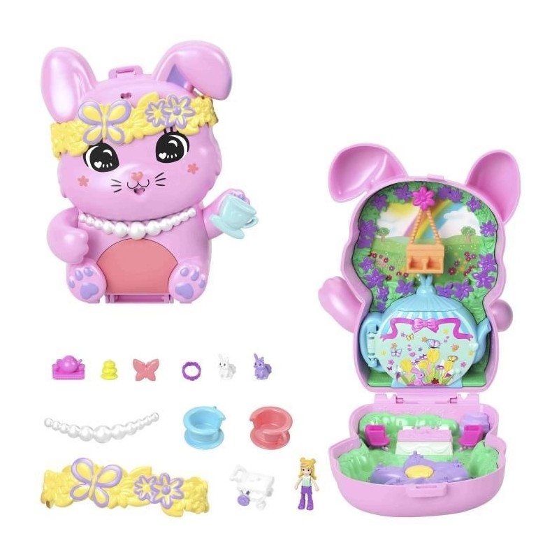 Polly Pocket-Coffret Jardin Lapin l'heure du thé -Jouet De Voyage - 4 ans+- JCR40 Polly Pocket-Coffret Jardin Lapin l'heure du thé -Jouet De Voyage - 4 ans+- JCR40