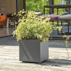 Pot de fleur Cube - DEROMA - Millennium R - Anthracite - A réserve d'eau - 25 cm