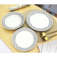Service de Table 18 pieces en porcelaine formes géométriques noir et blanc