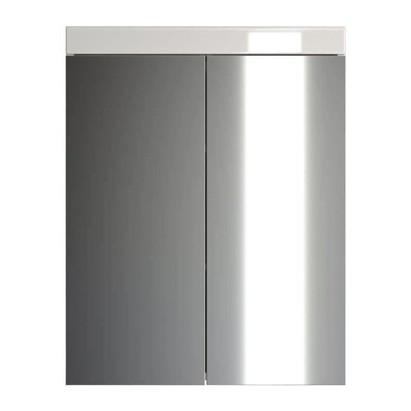 Armoire Miroir - AMANDA - 2 portes miroir - L60 x P17 x H77 cm - Blanc Armoire Miroir - AMANDA - 2 portes miroir - L60 x P17 x H77 cm - Blanc