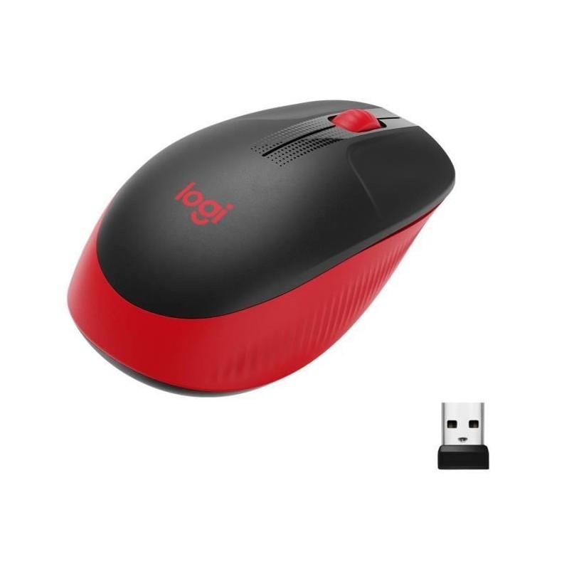 Souris sans fil ergonomique - Logitech - M190 - Rouge Souris sans fil ergonomique - Logitech - M190 - Rouge