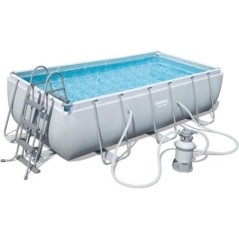 Kit Piscine hors sol tubulaire BESTWAY - Power Steel - 404 x 201 x 100 cm - Rectangulaire (Filtre a sable, échelle, diffuseur