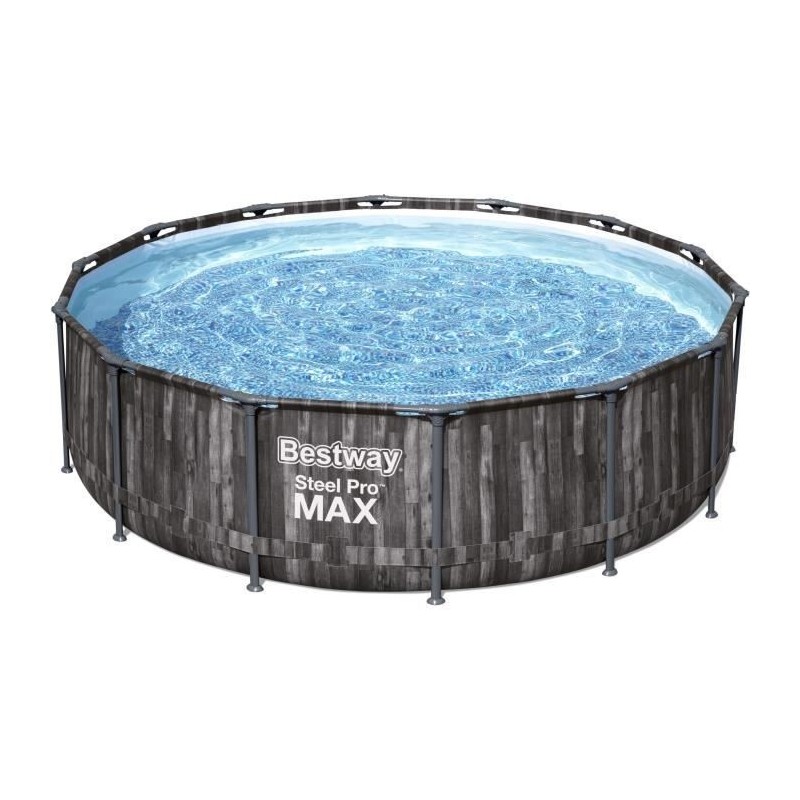 Kit Piscine hors sol tubulaire BESTWAY Steel Pro Max - 427 x 107 cm - Ronde (Livrée avec pompe de filtration, échelle)