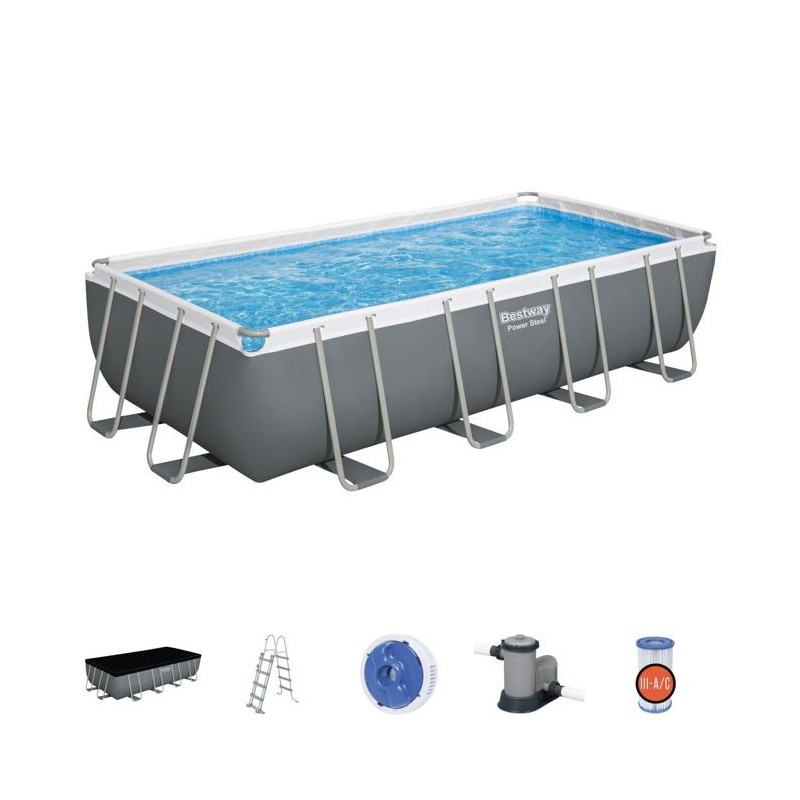 Piscine Hors-sol Tubulaire Bestway Power Steel 549x274x122 cm Épurateur a Cartouche de 5 678 L/H Bâche et Échelle
