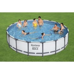 Kit Piscine hors sol tubulaire BESTWAY - Steel Pro Max - 549 x 122 cm - Ronde (Avec filtre a cartouche, une bâche et une éch