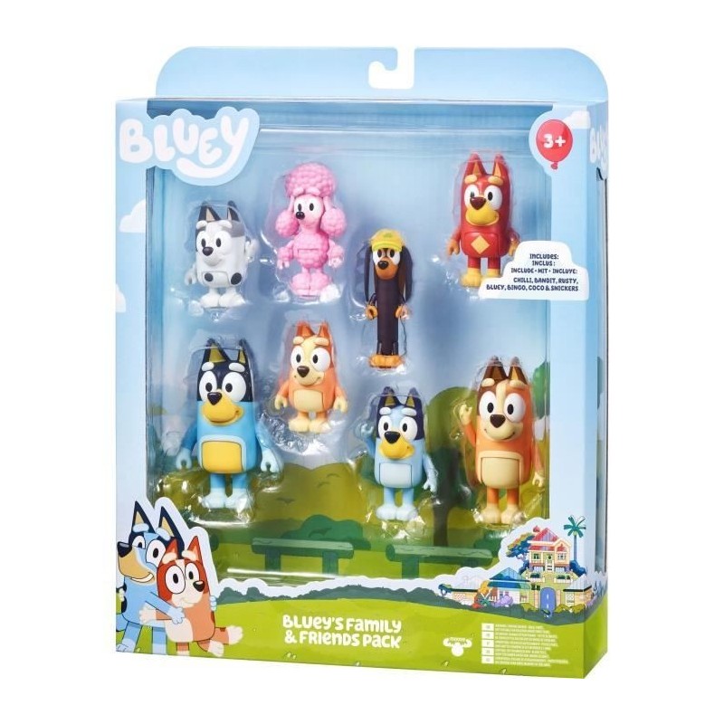 Figurines - BLUEY - Coffret 8 personnages - Figurines articulées - Univers de la série - Mixte Figurines - BLUEY - Coffret 8 personnages - Figurines articulées - Univers de la série - Mixte