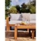 Salon de jardin d'angle modulable - Bois d'acacia - 5 personnes - LEVATA OTTOMAN - Blanc cassé + Housse