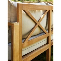 Salon de jardin en bois d'Acacia FSC avec coussins + housse de protection - 7 personnes - LEVATA - Gris