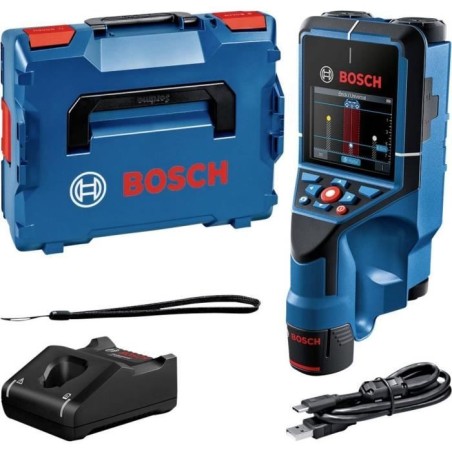 Détecteur mural Bosch Professional D-Tect 200 C avec 1 batterie 12V 2,0Ah, chargeur, câble USB-C, dragonne, en L-Boxx - 060108