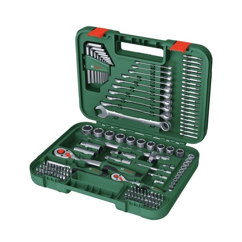 Bosch Set d'outils a main Advanced 132 pcs (pr tâches de fixation difficiles clés/clés mâles/cliquets/tournevis accessoire Bosch Set d'outils a main Advanced 132 pcs (pr tâches de fixation difficiles clés/clés mâles/cliquets/tournevis accessoire