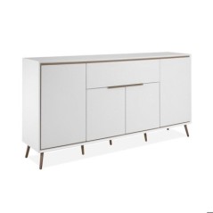 Buffet - ARONA 51B - Blanc / Chene artisan - 4 portes, 1 tiroir - 175 x 90 x 38 cm