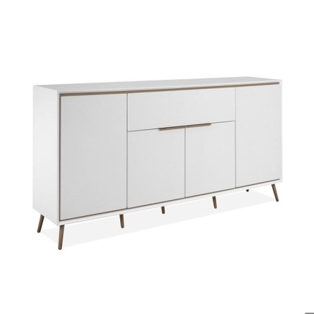 Buffet - ARONA 51B - Blanc / Chene artisan - 4 portes, 1 tiroir - 175 x 90 x 38 cm