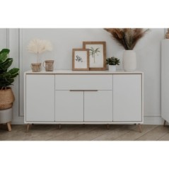 Buffet - ARONA 51B - Beige / Noir - 4 portes, 1 tiroir - 175 x 90 x 38 cm