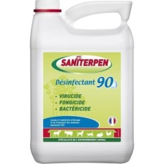 Désinfectant - SANITERPEN 90 -  5L - Désinfection habitat animal, véhicules, matériels, odeur neutre