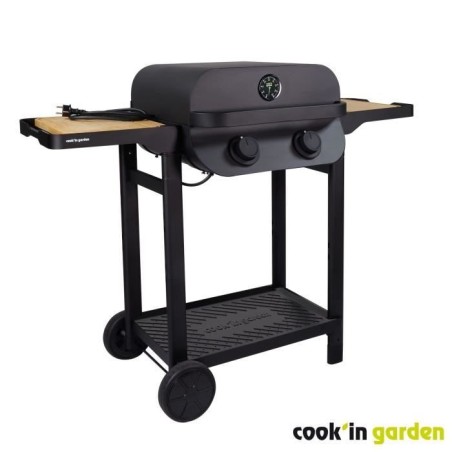 Barbecue électrique - COOK'IN GARDEN - Flavo 50 - sur chariot - 2500 Watts - Surface de cuisson mixte