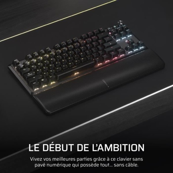 Clavier Gaming - CORSAIR - K70 Core TKL Wireless - RGB, Switchs MLX Red v2