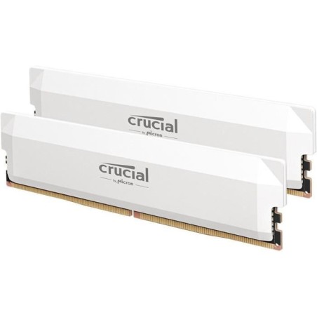 CRUCIAL Mémoire RAM DDR5 PRO - Overclocking Edition - Kit 64GB (2 x 32GO) - 6000 MT/s - CL40 - UDIMM - Blanc