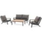 Salon bas de jardin - Aluminium - DCB GARDEN - 5 places - Gris anthracite et polywood - KOMMOS