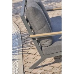 Salon bas de jardin - Aluminium - DCB GARDEN - 5 places - Gris anthracite et polywood - KOMMOS