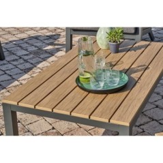 Salon bas de jardin - Aluminium - DCB GARDEN - 5 places - Gris anthracite et polywood - KOMMOS