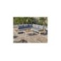 Salon bas de jardin - Aluminium - DCB GARDEN - 5 places - Blanc et bois d'acacia - MIYAKO