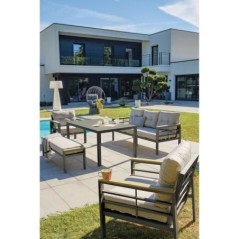 Salon de jardin - Gris Anthracite - Aluminium - 6 places - CAYENNE - DCB GARDEN