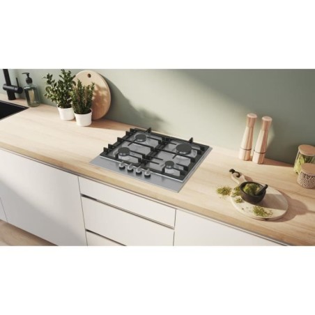 Table de cuisson a gaz - BOSCH Série 6 - 4 foyers - 52 x 58,2 x 4,5 cm - PCP6A5I90 - Inox