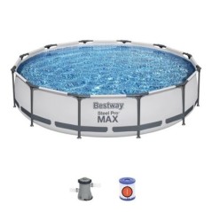 Kit Piscine hors sol tubulaire BESTWAY - Steel Pro Max - 366 x 76 cm - Ronde - (Inclus 1 pompe de filtration et 1 cartouche)
