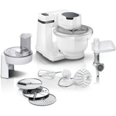 Robot pâtissier BOSCH Serie 2 - 700 W - 4 vitesses - 3,8 L - 3 disques - hachoir a viande - Blanc