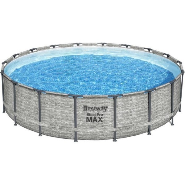 Kit Piscine hors sol tubulaire BESTWAY Steel Pro Max - 549 x 122 cm - Ronde (Avec pompe de filtration, une échelle et une bâ