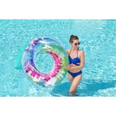 Bouée - Bestway - Multicolore - Diametre 117 cm - Avec appuie-tete, poignées et porte gobelet
