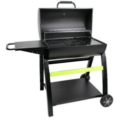 Barbecue charbon de bois COOK'IN GARDEN Tonino - Barbecue Rond Avec Thermometre, Panier Combustion - Noir