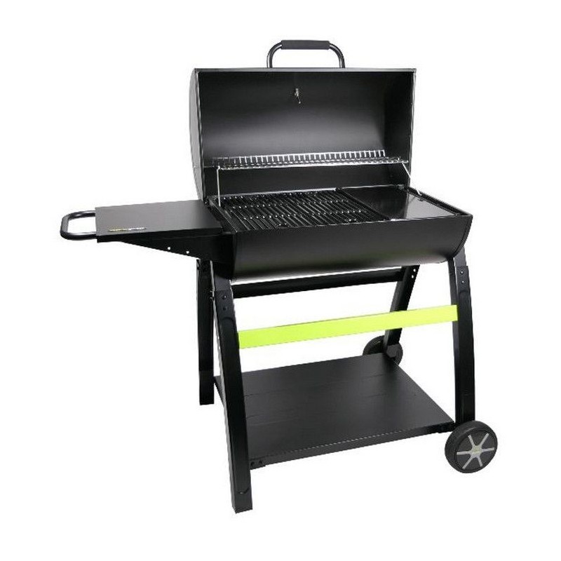 Barbecue charbon de bois COOK'IN GARDEN Tonino - Barbecue Rond Avec Thermometre, Panier Combustion - Noir