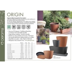 Pot de fleurs carré - DEROMA - Origin - 12 L - Terre cuite