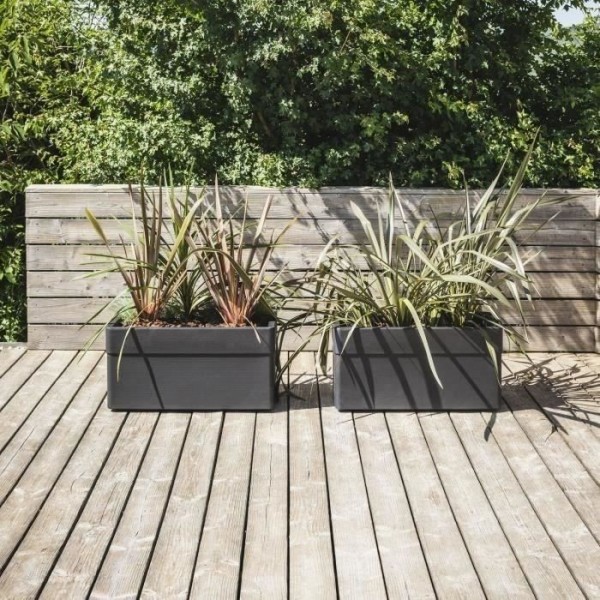EDA Jardiniere - CAREL - Gris anthracite - 63 L - 78 x 39 x H.39 cm - Avec roulettes - Extérieur ou intérieur