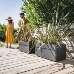 EDA Jardiniere - CAREL - Gris anthracite - 63 L - 78 x 39 x H.39 cm - Avec roulettes - Extérieur ou intérieur