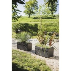 EDA Jardiniere - CAREL - Gris anthracite - 63 L - 78 x 39 x H.39 cm - Avec roulettes - Extérieur ou intérieur