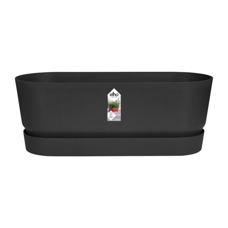 Planteur Ovale ELHO - GREENVILLE - Plastique recyclé - Résistant au gel - Ø50 - Noir