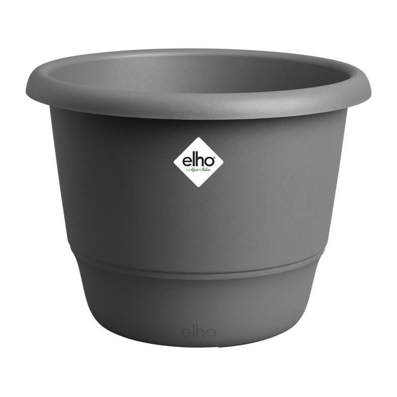 Pot de fleurs - ELHO - Amiga Rond 35 - Noir - L 35 x B 34.5 x H 26 cm - Extérieur - 100% recyclé