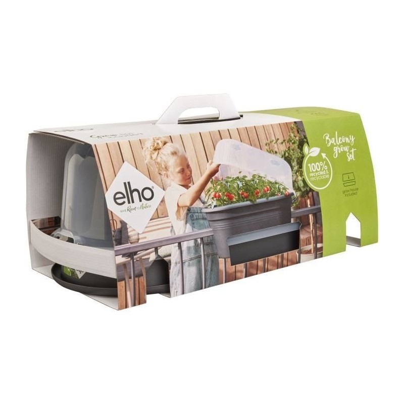 ELHO - Gb Balconniere Set De Cult 55 - Living Noir - L 55 x B 28.5 x H 25 cm - Balcon - 100% recyclé